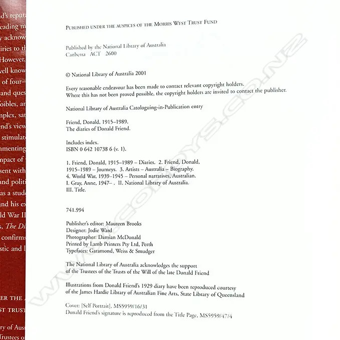 DONALD FRIEND: DIARIES VOLS 1-3 Image 1++